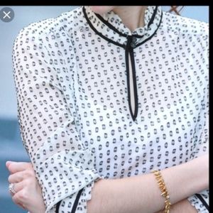 J.CREW Clip Dot ruffled blouse size 6 top